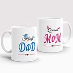 DAYS Anniversary Gift for King Mom and Queen Dad Coffee Mugs Set 2 Papa and Mummy Quotes Printed Mug Cup Dad & Mum Motivational Quotes Gift for Couple Baby Shower Occasion 350ml Mug