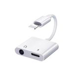 korllo Lightning to 3.5mm Charging Headphone Adapter, 2 in 1 Audio Adapter for iPhone 11/12/13/14/15, Aux Jack Headset Splitter, Charger Earphone Cable