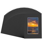 Photoys, Acid Free Core Bevel Cut Photo Mat Mattes with Backing Board and Clear Bag, Pack of 25 (Black, 8"x10" for 5"x7" Photo)