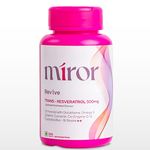 MIROR Revive 99.7% Pure Trans Resveratrol 500 Mg, Japanese Knotweed, Anti Ageing, Anti Inflammatory, Brain & Energy Booster, Perimenopause & Menopause, Multivitamins Supplement, Tablet