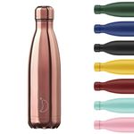 Chilly's Water Bottle - Stainless Steel and Reusable - Leak Proof, Sweat Free - Chrome Rose Gold - 260ml