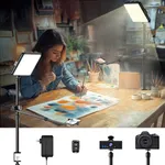 Ultra Bright Ring Light with Overhead Phone Camera Mount for Video Recording,Desk Clamp Lighting Kit with Tripod Stand&Phone Holder for Streaming/Filming/Photography/Content Creation/Tiktok/YouTube