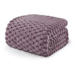 Exclusivo Mezcla Double Size Flannel Fleece Blanket, 230x168 CM Stylish Jacquard Velvet Plush Blanket for Bed, Cozy, Warm, Lightweight and Decorative Grayish Purple Blanket