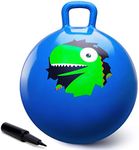 ZOOJOY Hopper Ball, Hopping Toys for Kids, 18inch Bouncy Ball with Handle for Boys Girls Aged 3-8, Inflatable Dinosaur Bounce Hopper Toy with Pump