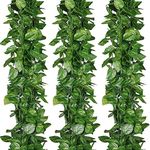 Artificial Ivy Garland, 24 Pack 168 Feet Fake Ivy Hanging Vines, Green Leaves Fake Plants for Wedding, Party, Garden, Office, Bedroom Decoration(Scindapsus Leaves)