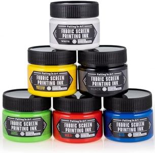 Falling in Art Fabric Screen Printing Ink Set, 4-Ounce Permanent Fabric Paints for T-Shirt and Silk Printmaking, 6 Colors