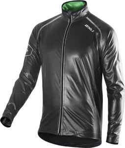 2XU Men's X-Lite Membrane Cycle Jacket, Black/Lime Green, X-Large