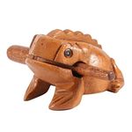 Wood Frog Guiro Rasp, Percussion Musical Instrument Tone Block, Thailand Traditional Craft Wooden Lucky Frog Croaking Musical Instrument Home Office Decor (10.6CM)