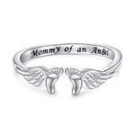 Flyow Miscarriage Ring Loss Mommy of an Angel 925 Sterling Silver Memorial Ring Jewelry Sympathy Pregnancy Miscarriage Gifts for Women Mother Mom Adjustable Size (L 1/2)