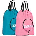 2 Pcs Travel Laundry Bag, Machine Washable Small Dirty Clothes Bag Organizer with Handles and Drawstring, Easy Fit a Laundry Hamper or Basket (Pink+Blue)