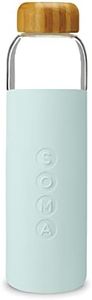 Soma Glass Water Bottle with Non-Slip Silicone Handle & Sleeve, Natural Bamboo Screw Cap, and Leak-Proof Design - Reusable, Refillable, BPA-Free, Eco-Friendly Alternative - Mint, 480 ml