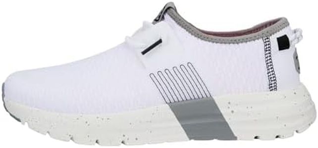 HEYDUDE Women's Sirocco Sport Stripe Wide Slip On Sneaker, White Size 8 | Breathable Lightweight Mesh Shoe