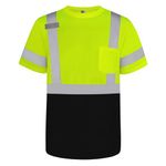 Graunton Hi Vis T Shirt Short Sleeve High Vis T Shirt for Men Women, Reflective Safety Shirts for Men Construction, Security Guard, Durable & Breathable, Yellow Black, L.