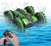 Remote Control Car Toys for 6-10 Year Old Boys Amphibious RC Car for Kids 2.4 GHz RC Boat Waterproof RC Monster Truck Stunt Car 4WD Remote Control Vehicle All Terrain Christmas Birthday Gifts (Green)