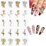 100 PCS 3D Valentines Nail Charms EBANKU Luxury Romantic Rose Nail Art Design Nail Gems Nail Crystals Diamonds Flatback Rhinestones Jewelry Making for Women Girls Nails DIY