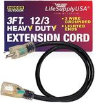 LifeSupplyUSA 3 ft Power Extension 