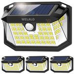 WELALO Solar Security Lights, 188 LED Solar Motion Sensor Lights, IP65 Waterproof Solar Lights Outdoor Garden, 3 Modes PIR Solar Powered Wall Lights for Outside Garden Fence Door Yard (4 Pack)