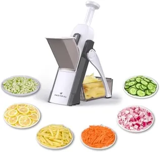 ONCE FOR ALL Safe Mandoline Slicer 5 in 1 Vegetable Cutter, Strips Julienne Dicer Adjustable Thickness 0.1-8 mm for Kitench Fast Meal Prep (Gray)