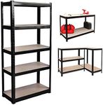 150x70x30cm, Black 5 Tier Shelving Rack, 175kg Capacity Per Shelf, Boltless Freestanding Shelves for Garage Home Storage Shed Warehouse