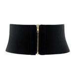 CHIC DIARY Wide Elastic Waist Belt for Women Stretch Chunky Waist Belt Ladies High Waist Belt Black Vintage Waistband With Zipper For Dress (Black, L (Fit Waist 31.5"-34.6"))