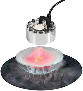 Akeydeco Halloween Party Mist Maker,Ultrasonic Water Pond Fountain Fogger 9 LED Red Yellow and Blue Light Flashes Aluminum Atomizer Air Humidifier for and Rockery Fish Tank Vase Birdbath Deco