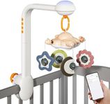 Tumama Baby Crib Mobile with Projection Night Light, Music and White Noise, Soft Plush Mirror Hanging Toys, Mute Spin Motor Nursery Toys for Infant 0-3, 6-9 Month Newborn Xmas Gift (Clouds)