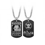 Anime One Piece Wanted Poster Pendant Necklace Stainless Steel Chain Manga Necklaces Dog Tag Jewelry for Men Boyfriends Christmas Gifts, Stainless Steel, No Gemstone