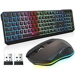 KLIM Blaze & Chroma Wireless Bundle - New 2024 - Wireless Gaming Keyboard and Mouse Combo - Responsive Durable Ergonomic - Backlit Keyboard - RGB Gaming Mouse Wireless - Long-Lasting Built-in Battery