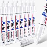 ANYUKE White Paint Pens,8 Pens 2-3mm white permanent acrylic marker pens for tyre,Leather,metal,wood,glass,rocks or plastic label,oil waterproof paint markers