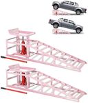 Garvee 2 Pack Hydraulic Car Ramps for Oil Changes, 5 T 11050 LBS Heavy Duty Steel Car Lift Ramp - Low Profile, High Lift 9.4 in-13.34 in, Safety Garage Ramps for Trucks & Vehicles, Pink