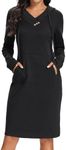 Kimmery Teacher Clothes Long Hoodie for Women Pluse Size, V Neck Athletic Knee Length Sweatshirt with Pocket Lightweight Winter Outside Beach Walking Travel Vacation Wear Black XXL