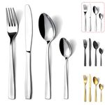 Cutlery Set, Hunnycook 32 Pieces Silver Cutlery Sets, Stainless Steel Cutlery Set for 8, Flatware Set with Knife and Forks Set, Spoons and Teaspoons, Mirror Polished and Dishwasher Safe