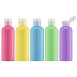 LISAPACK 3.4oz Travel Bottles For Toiletries (5pcs), Travel Size Containers for Shampoo (100ml, Multi-colored)