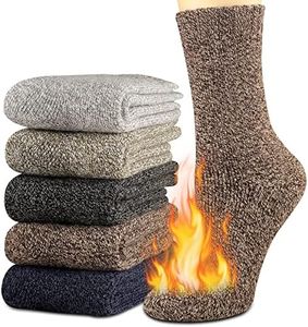 Heatuff Women's Winter Wool Socks Warm Soft Full Cushion Crew Socks (5 Pairs)