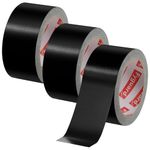 Fyguard Duct Tape, 48mm x 18m (Pack of 3) Gaffer Tape 210μ Black Tape Waterproof Tape Hand Tearable for Inside & Outside Repairing Fastening Bundling