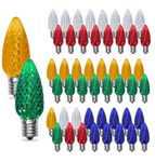 YIMILITE C9 Christmas Light Bulbs 50 Pack, Shatterproof Replacement LED Bulb, Multicolor Fairy Lights for Indoor and Outdoor Holiday Decoration, E17 Base