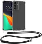 kwmobile Crossbody Case Compatible with Samsung Galaxy S23 FE Case - Clear TPU Phone Cover w/Lanyard Cord Strap - Black/Transparent