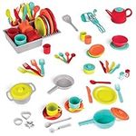 Battat - Toy Kitchen Set – 71pc - Pretend Cooking Accessories – 4 Table Settings & Cutlery – Dishwasher Safe & Worry-Free – Deluxe Kitchen Playset – 2 Years +