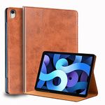 Gexmil Leather Case for iPad Air 11 Inch M2 2024,iPad Air 10.9 Inch 5th/4th Genration 2022/2020,Genuine Leather Folio Flip Cover with Adjustable Stand Shockproof Auto Wake/Sleep,Oil Wax Brown