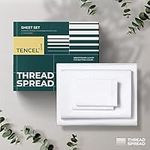 THREAD SPREAD Cooling 100% Tencel Lyocell Bed Sheets Set 4PC- Cool Breathable Extra Soft Sheets - Natural Silky Material, Moisture Wicking - Softest Cooling Eucalyptus Sheets (White, California King)