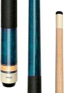 ASKA Short Kids Cue LCS, Canadian Hard Rock Maple Billiard Pool Cue Stick (Blue 42-inches)