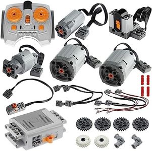 TEESE 24pcs Technic-Motor Set with Adjustable-Speed-Remote-Receiver, Battery-Box-Extension-Cable, Compatible with Technic-Parts