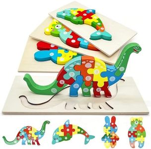 Wooden Puzzle Toys for 2 3 Year Old Girls Boys, Jigsaw Puzzles Montessori Toys for Toddlers, 4-Pack Preschool Educational Toys 3-5 Boy Girl Gifts for Colors Shapes Cognition Skill Learnin