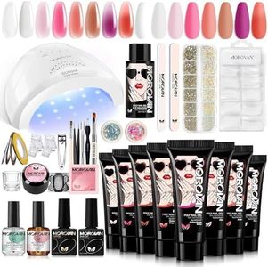 Morovan Kit Uñas Poly Gel - 8 Colores Poly Gel Para Uñas Con Lampara Uñas Y Slip Solution Profesional Uñas Poligel Kit Completo Extensión Principiantes Manicura Decoración Para Mujeres