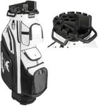 Golf Cart Bag T-Lock 14 Way Full-Length Divider Top Fixed Slots Clubs Organized Premium Oxford Cloth Golf Bag for Men Women Black Blue Green 13 Pockets with 3 Handles Cooler Bag Rain Cover (Black)