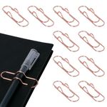 Dalababa 10 Pcs Metal Pen Clips, Paperclip Portable Pen Holder Clips for Notebook, Pencil Holder Paper Clips for Book Journal Clipboard Stationery Tool - Rose Gold