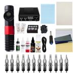 Tattoo Gizmo Wireless Tattoo Machine Kit – Professional Rotary Pen Gun Adjustable Stroke Cordless Machine Starter Kit for Beginners with Power Supply, Cartridges Needles, Dynamic Ink - SWTPMK-01