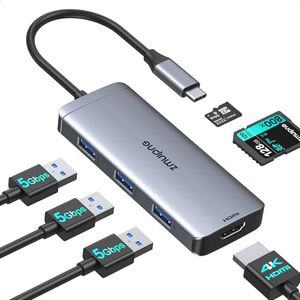 USB C Hub Multiport Adapter, 6 in 1 USB Type C Dongle Mac Accessories Converter with 4K HDMI, 3 USB 3.0, SD/TF Card Reader for MacBook Pro Air 2021 2020 2019 M1, Surface Go, Dell XPS 13 15 and More