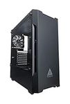 Apevia ENZO-BK Mid Tower Gaming Case with 1 x Tempered Glass Panel, Top USB3.0/USB2.0/Audio Ports, 1 x Black/White Fan, Black Frame