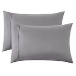 Bedsure Pillow Cases 2 Pack - Brushed Microfiber Pillowcases with Envelope Closure,50x75 cm Pillow Covers for Hair and Skin, Pillowcase Standard Size Set of 2, Gifts for Women, Grey